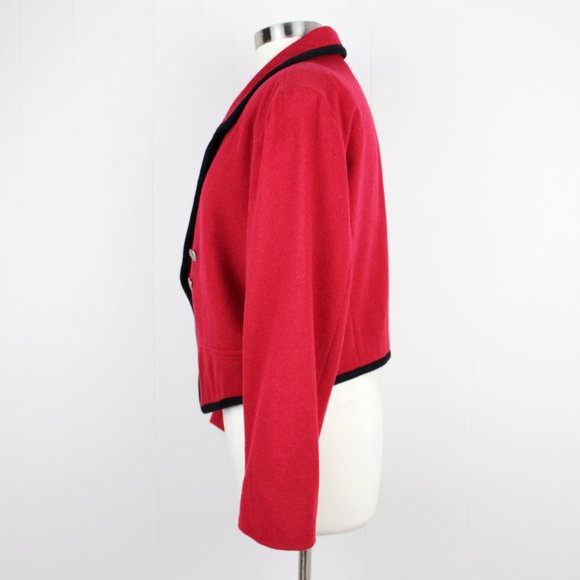 Vintage 80s / 90s Military Style Red Wool Jacket Size 14 - Picture 3 of 10